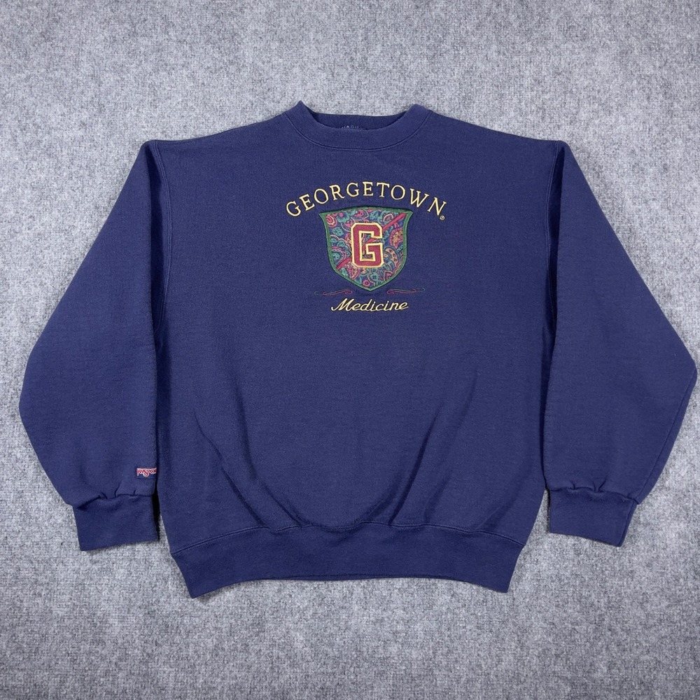 Vtg Georgetown Medicine JanSport Sweatshirt Mens XL Navy Paisley Crest USA Made